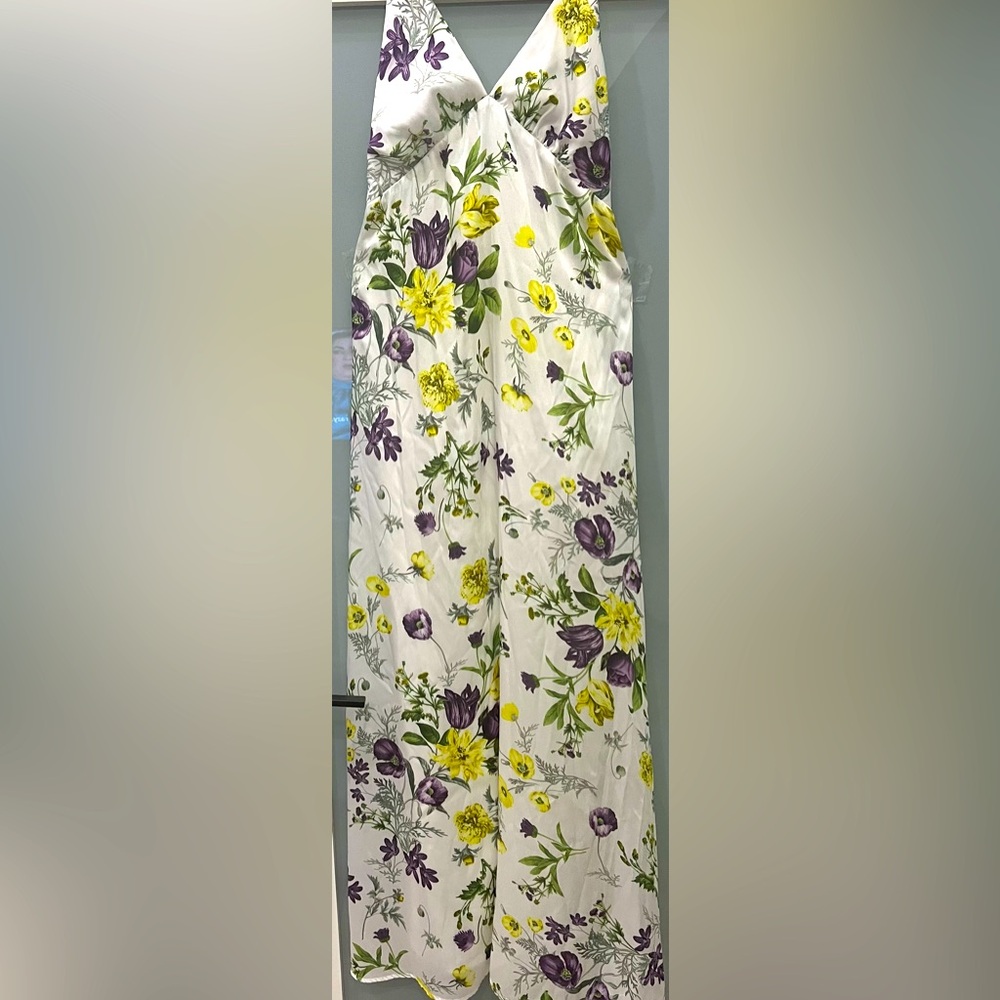 NSR Maxi Dress Polyester Floral White, Yellow and Purple Size Medium